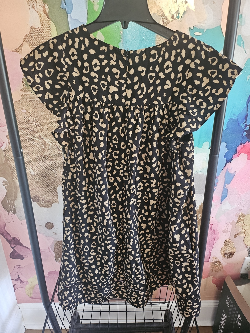 Women's Black Leopard-Print Midi Dress - Picture 2 of 3